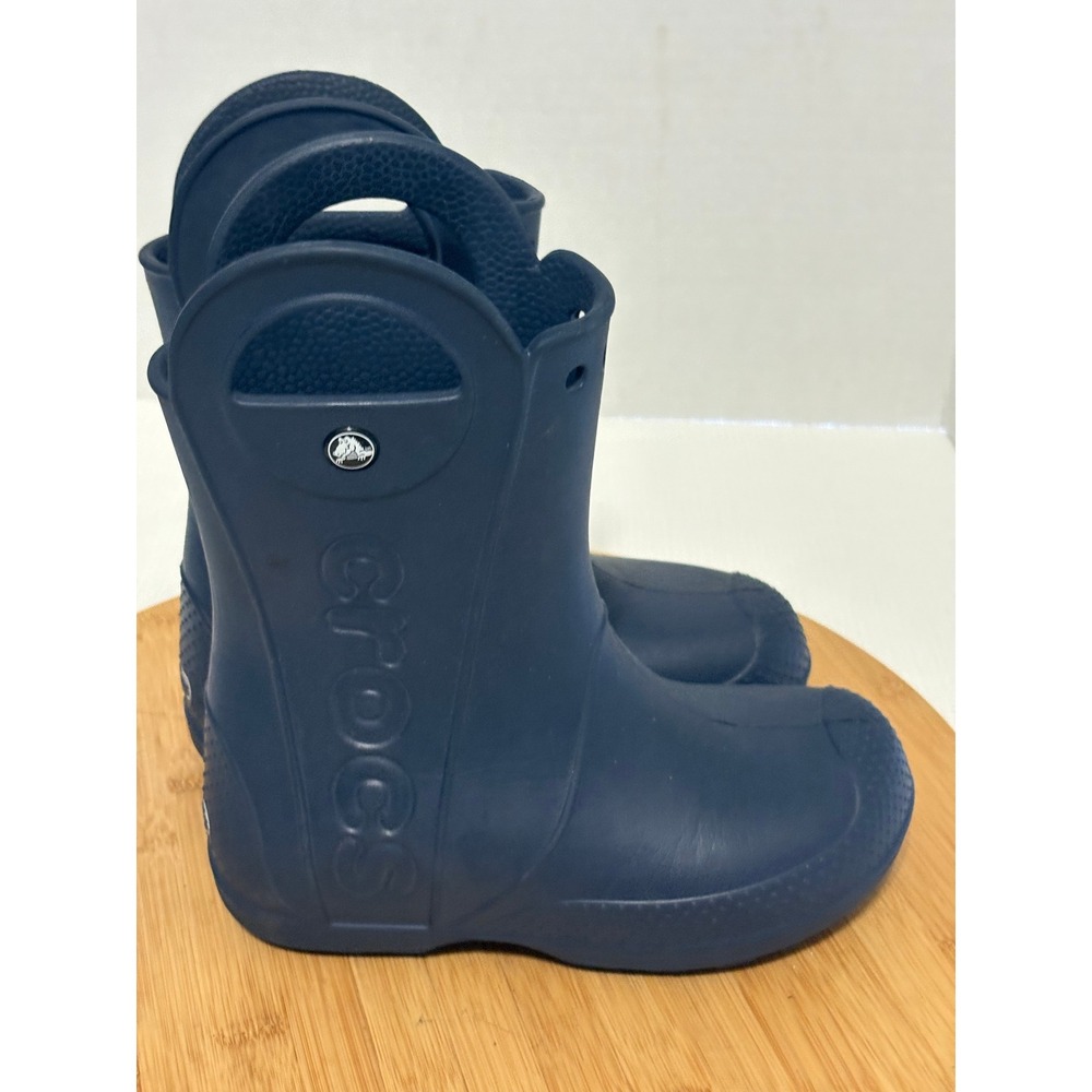 Crocs Kids Handle It Rain Boot Navy Blue Waterproof Pull On J1 12803-410 - Picture 4 of 5
